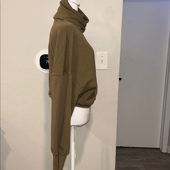 Agolde Ballon Sleeve Turtleneck Pullover Sweatshirt Womens M Green100% Cotton - Picture 6 of 13